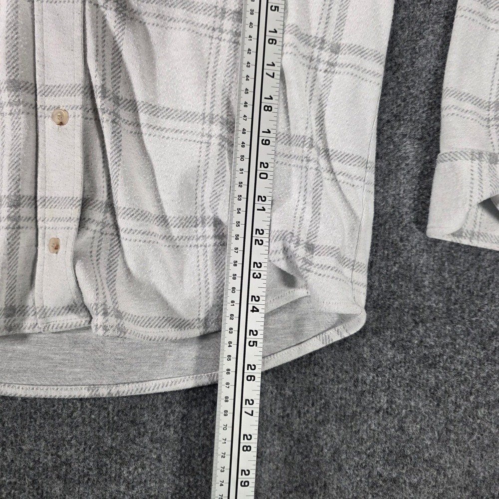 Faherty Legend Shirt Plaid Flannel Button Down Grey Knit Stretch Medium Womens - Picture 7 of 7